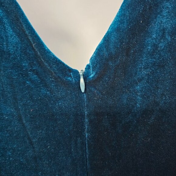 Blue Velour Maxi Dress Romantic Goth Formal Fairy Coquette 4 - Picture 8 of 14